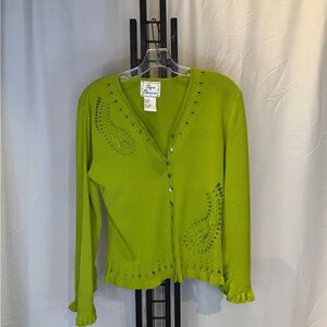 Classic Bright Green Button-Up Cardigan